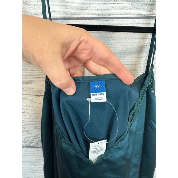 Old Navy Plus Size Teal Lace Trim Satin Matching Pajama Set Size 4X - Picture 10 of 13